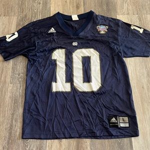 Vintage Adidas Notre Dame kids L Allstate sugarbowl navy football jersey